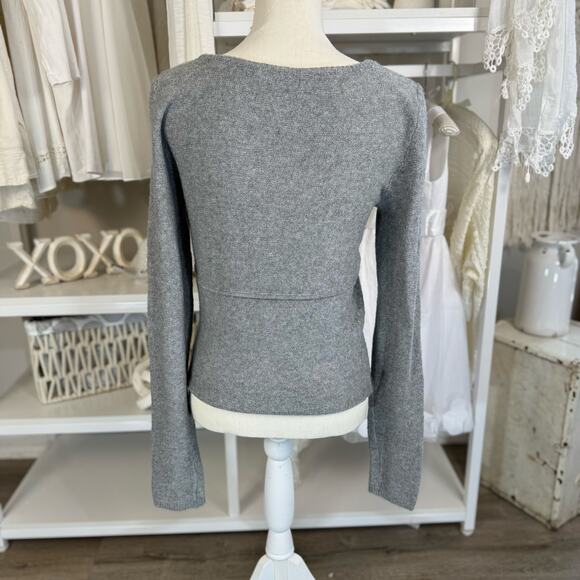 American Eagle Women's Size L Gray Long Sleeve Half Button Up Sweater #3557 - Picture 3 of 9